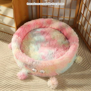 Winter Warm Cute Monster Round Pet Bed